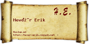 Hevér Erik névjegykártya